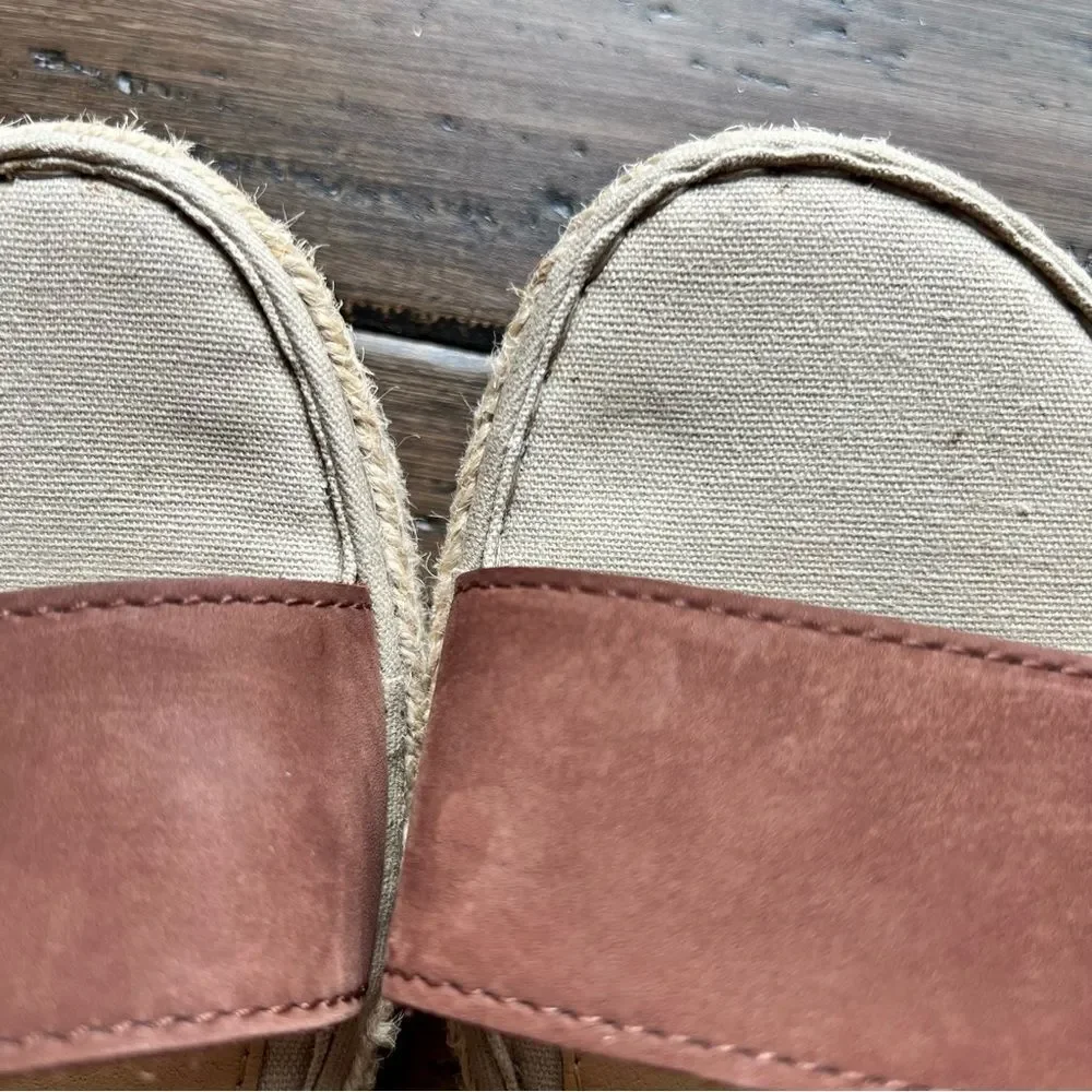 EDDIE BAUER Travel Platform Espadrille SandalS Suede Brown Size 10